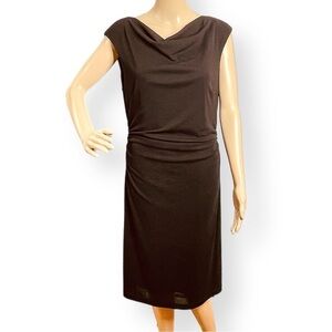 David Meister little black dress drape gather sleeveless party cocktail event 14